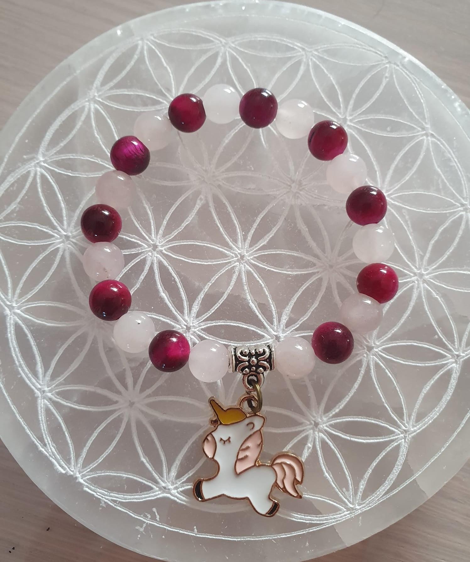 Quartz rose et oeil de tigre rouge