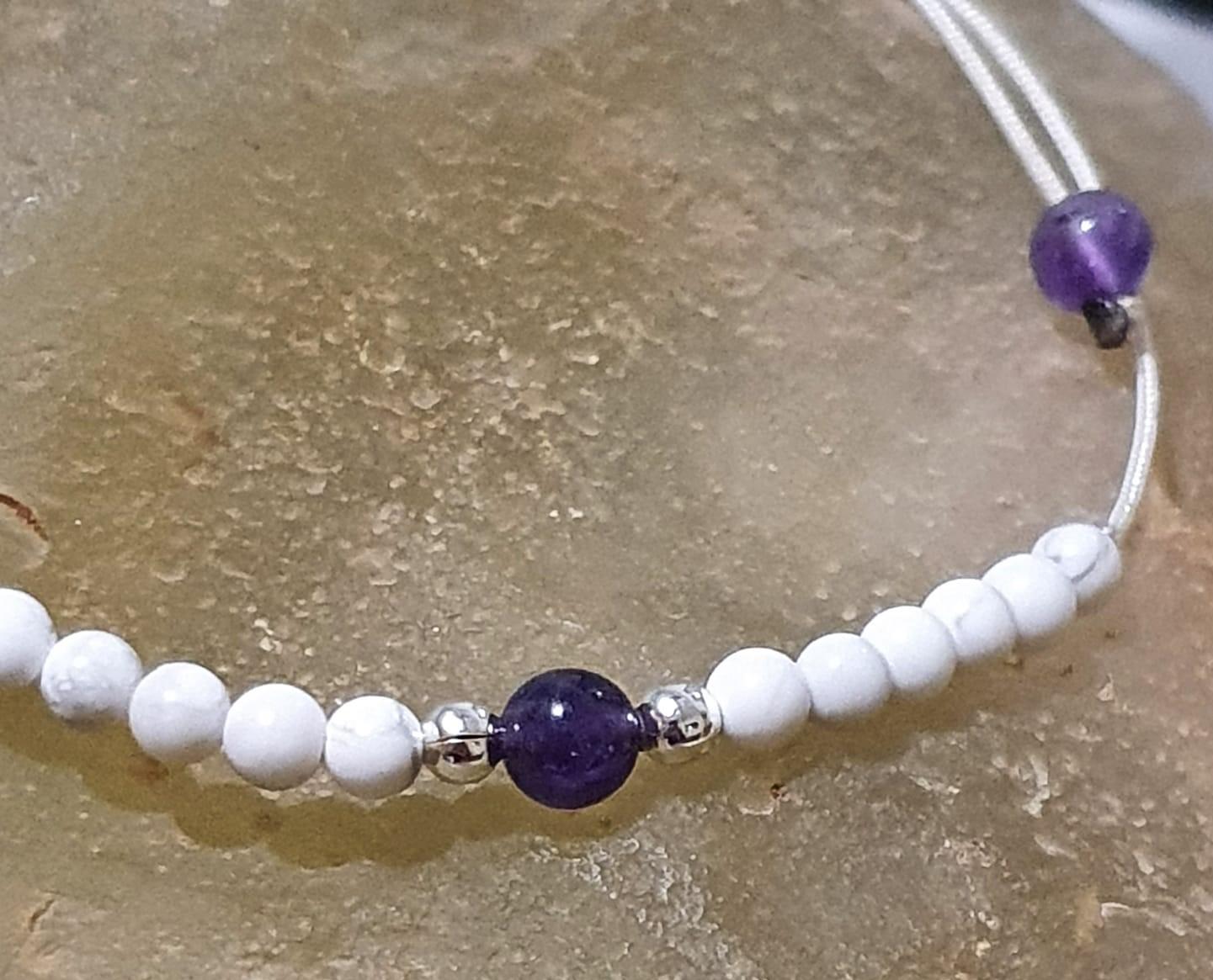 Bracelet de cheville Howlite et Améthyste – Image 2