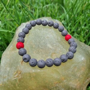 Bracelet en pierre de lave grise