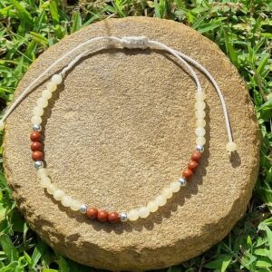 Bracelet de cheville Calcite et Jaspe rouge