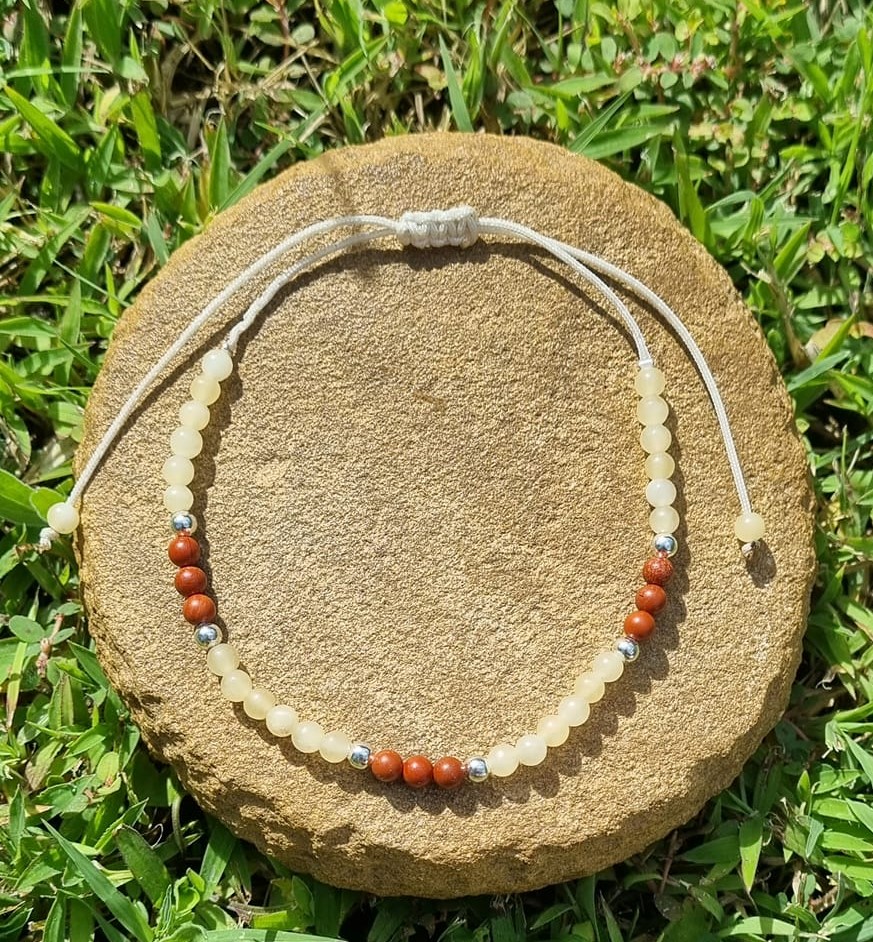 Bracelet de cheville Calcite et Jaspe rouge – Image 2