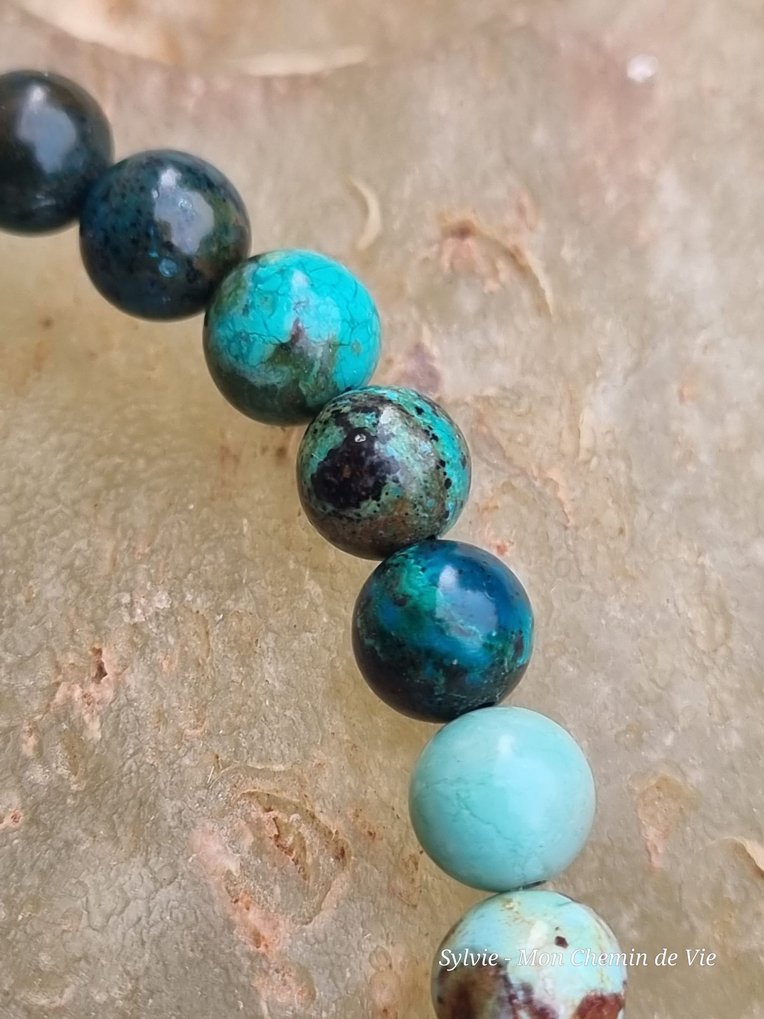 Perles chrysocolle en pierres naturelles – qualité AA+