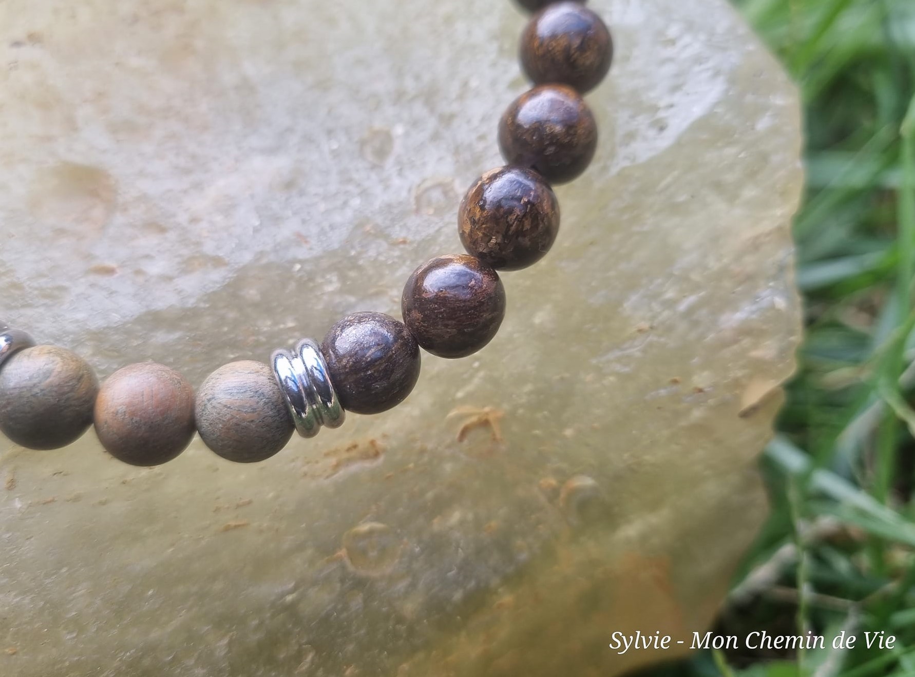 Bracelet Bronzite et bois de santal – Image 3