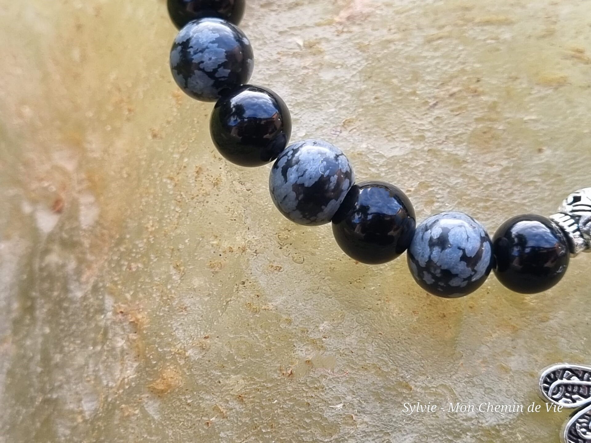Bracelet Obsidienne noire et Obsidienne neige – Image 4