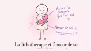 lithothérapie et amour de soi avec illustration douce