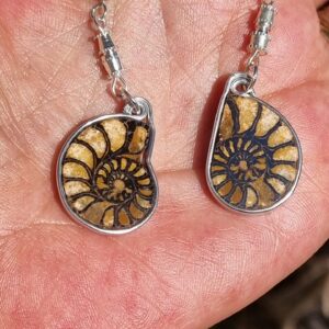 Les boucles d'oreilles ammonite allient élégance et histoire naturelle.