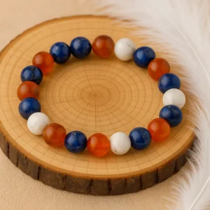 Bracelet arthrose arthrite en pierres naturelles Lapis-Lazuli, Cornaline et Howlite