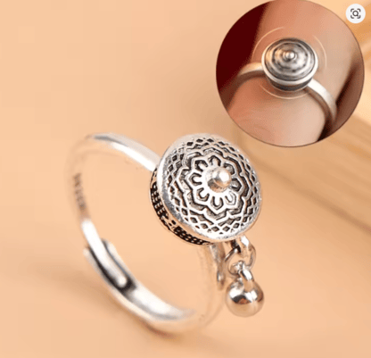Bague tibétaine rotative porte-bonheur. Anti-stress et spirituelle, réglable et unisexe. Apporte sérénité, protection et énergie positive.