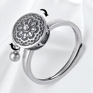 Bague tibétaine rotative porte-bonheur. Anti-stress et spirituelle, réglable et unisexe. Apporte sérénité, protection et énergie positive.