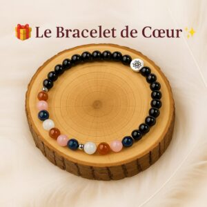 Bracelet personnalisé en pierres naturelles avec pierre principale et pierres secondaires représentant la famille