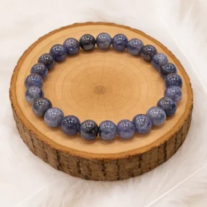 Bracelet Iolite Cordiérite naturel – perles 8 mm bleu violet