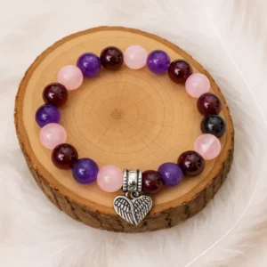 Bracelet anti-dépression Quartz rose Améthyste Grenat – pierres naturelles AA