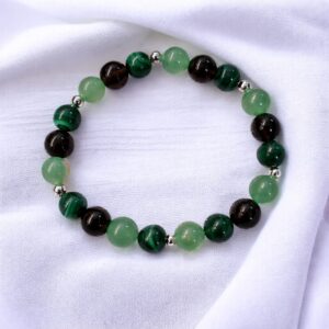Bracelet en malachite, quartz fumé et aventurine en pierres naturelles