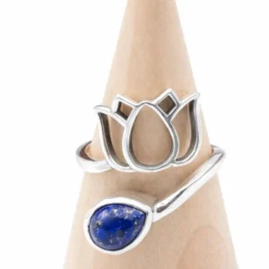 Bague lapis lazuli argent 925 réglable – pierre naturelle bleue qualité AA