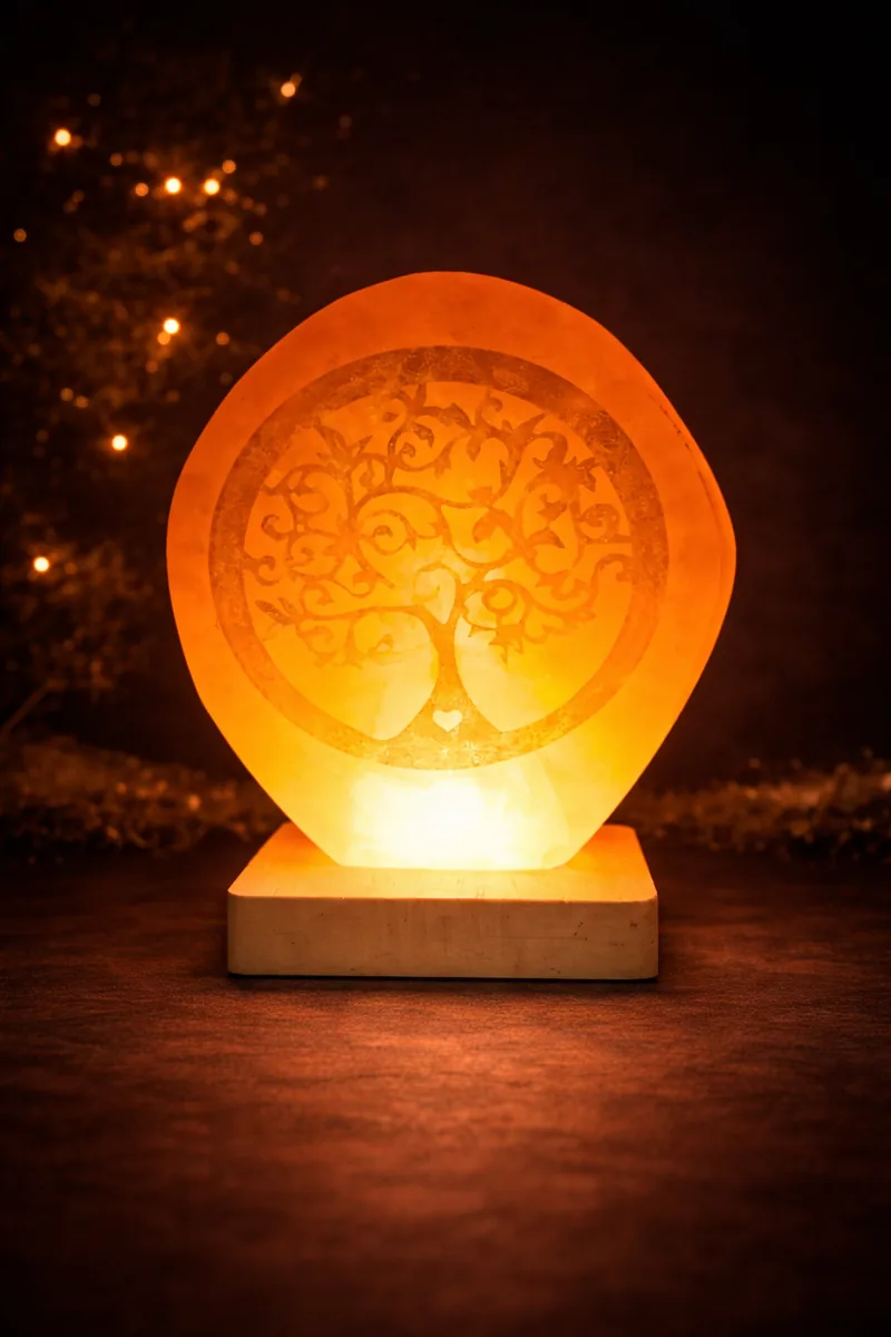 Lampe sélénite Arbre de Vie allumée – lumière LED douce et ambiance zen
