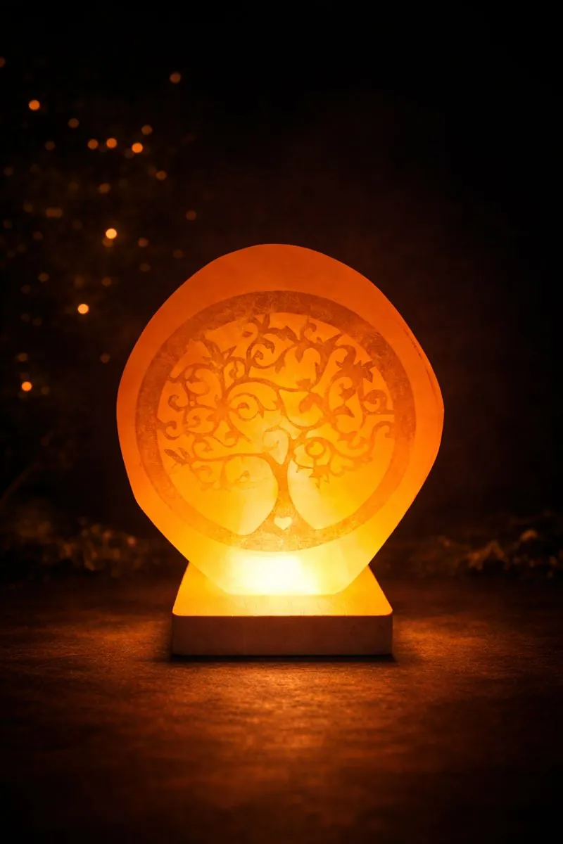 Lampe sélénite Arbre de Vie allumée – lumière LED douce et ambiance zen