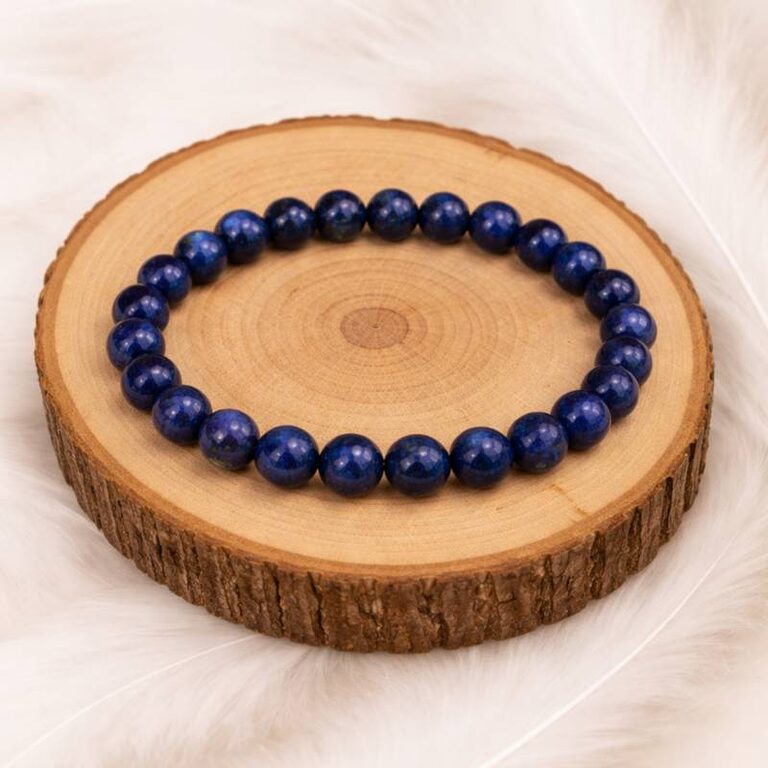 Bracelet en lapis-lazuli AA+ avec perles de 8 mm en pierre naturelle bleue, monté sur élastique résistant