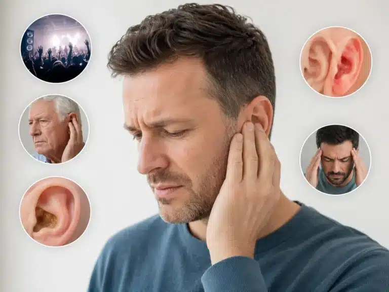 Causes possibles des acouphènes : bruit, vieillissement, stress et troubles de l’oreille