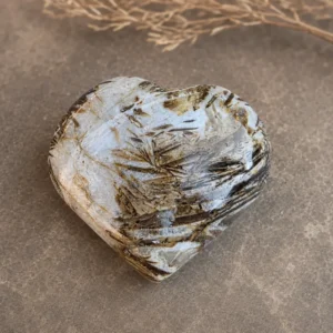 Cœur en astrophyllite de Madagascar avec inclusions bronze en étoile