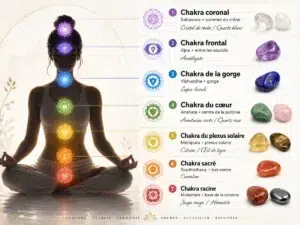 7 chakras et pierres naturelles avec leurs correspondances
