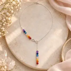 Collier 7 chakras en pierres naturelles avec perles 6 mm