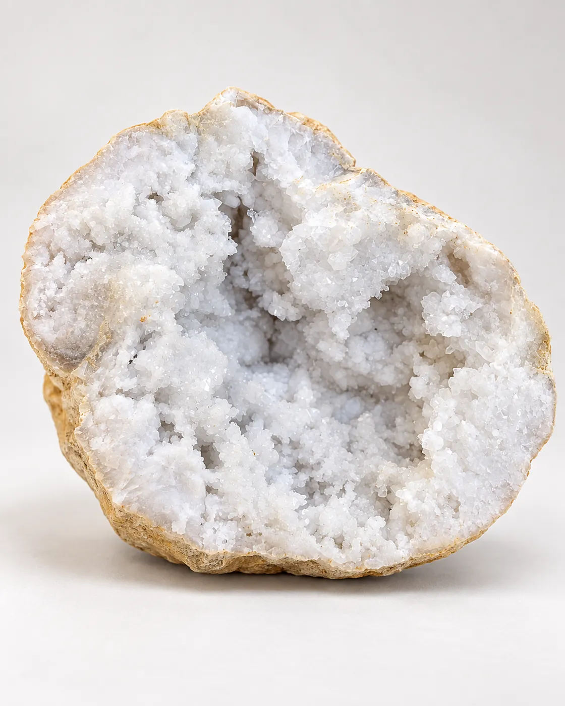 Deuxième moitié d’une géode quartz calcite de 1,624 kg avec cristaux scintillants