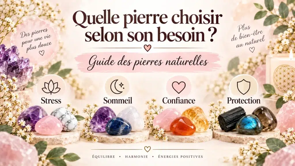 Quelle pierre choisir selon son besoin avec pierres naturelles pour stress, sommeil, confiance et protection